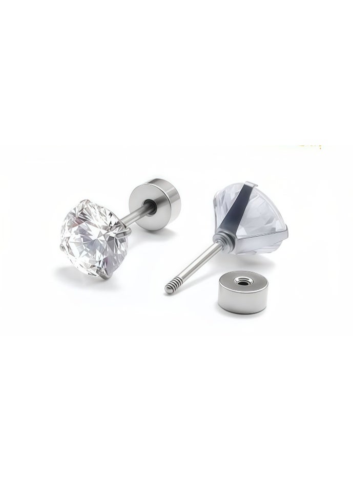 LATEEN 5 Pcs Stud Earrings  Zircon Stud Earring For Women And Men By 5 Pcs Different Size - Image 3